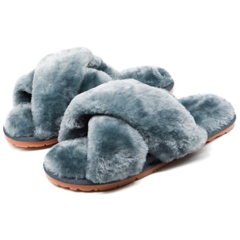 Crazy Lady Women's Fuzzy Fluffy House Slippers Cute Plush Memory Foam Shoes Cross Band Indoor Outdoor Open Toe Sandals(06/Grey, 5.5-6.5) - Image 1